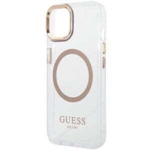 Apple iPhone 14 Plus Guess Dėklas Metal Outline Magsafe (GUHMP14MHTRMD) aukso spalvos - Image 6