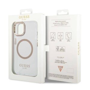 Apple iPhone 14 Plus Guess Dėklas Metal Outline Magsafe (GUHMP14MHTRMD) aukso spalvos - Image 8