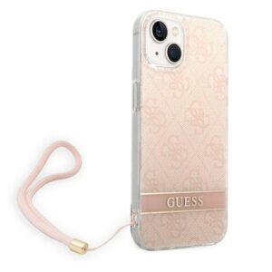 Apple iPhone 14 Plus Guess dėklas 4G Print Strap (GUOHCP14MH4STP) rožinės spalvos - Image 3