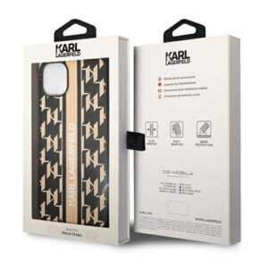 Apple iPhone 14 plus Karl Lagerfeld dėklas Monogram Stripe (KLHCP14MPGKLSKW) rudos spalvos - Image 8