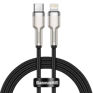 USB-C kabelis Lightning Baseus Cafule, PD, 20W, 1m juodos spalvos - Image 1