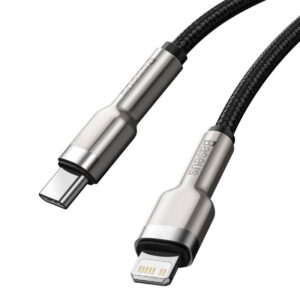USB-C kabelis Lightning Baseus Cafule, PD, 20W, 1m juodos spalvos - Image 4
