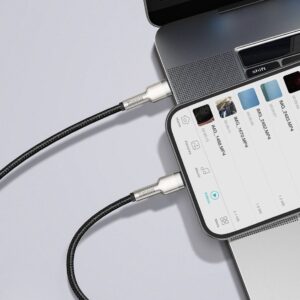 USB-C kabelis Lightning Baseus Cafule, PD, 20W, 1m juodos spalvos - Image 9