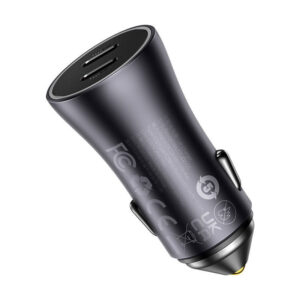 Baseus Golden Contactor Pro automobilinis įkroviklis, 2x USB-C, 40W pilkos spalvos - Image 3