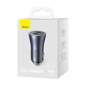 Baseus Golden Contactor Pro automobilinis įkroviklis, 2x USB-C, 40W pilkos spalvos - Image 6