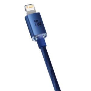 Baseus Crystal kabelis USB-C į Lightning, 20W, 1.2m mėlynos spalvos - Image 3