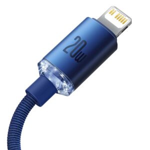 Baseus Crystal kabelis USB-C į Lightning, 20W, 1.2m mėlynos spalvos - Image 4