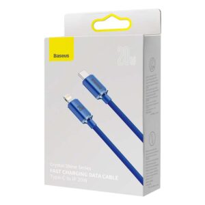 Baseus Crystal kabelis USB-C į Lightning, 20W, 1.2m mėlynos spalvos - Image 5
