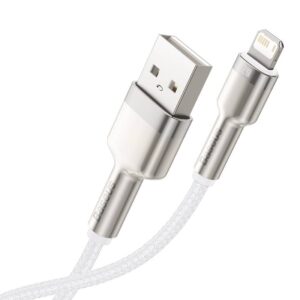 USB kabelis for Lightning Baseus Cafule, 2.4A, 1m baltos spalvos - Image 3