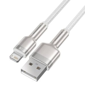 USB kabelis for Lightning Baseus Cafule, 2.4A, 1m baltos spalvos - Image 4