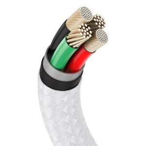 USB kabelis for Lightning Baseus Cafule, 2.4A, 1m baltos spalvos - Image 5