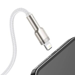 USB kabelis for Lightning Baseus Cafule, 2.4A, 1m baltos spalvos - Image 8
