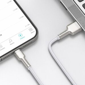 USB kabelis for Lightning Baseus Cafule, 2.4A, 1m baltos spalvos - Image 9