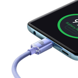 Baseus Crystal Shine kabelis USB-C to USB-C, 100W, 2m violetinės spalvos - Image 2
