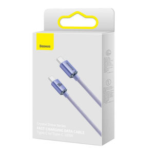 Baseus Crystal Shine kabelis USB-C to USB-C, 100W, 2m violetinės spalvos - Image 7