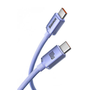Baseus Crystal Shine kabelis USB-C to USB-C, 100W, 2m violetinės spalvos - Image 8