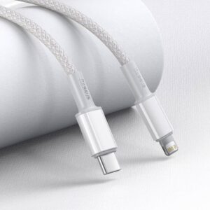 USB-C į Lightning Baseus High Density Braided Kabelis, 20W, PD, 2m baltos spalvos - Image 4