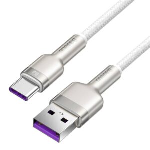 USB kabelis USB-C Baseus Cafule, 66W, 2m baltos spalvos - Image 3