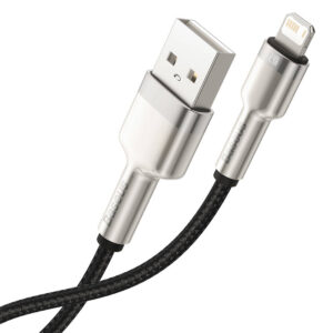 USB kabelis for Lightning Baseus Cafule, 2.4A, 0,25m juodos spalvos - Image 4