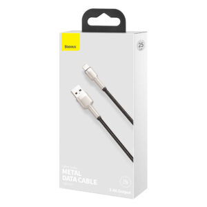 USB kabelis for Lightning Baseus Cafule, 2.4A, 0,25m juodos spalvos - Image 5