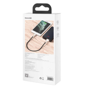 USB kabelis for Lightning Baseus Cafule, 2.4A, 0,25m juodos spalvos - Image 6