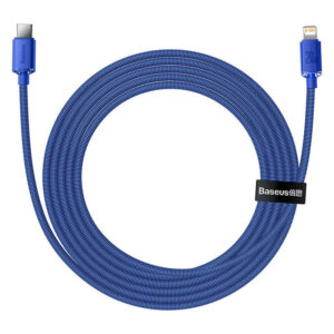 Baseus Crystal Shine kabelis USB-C į Lightning, 20W, PD, 2m mėlynos spalvos - Image 3