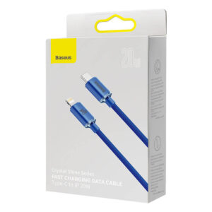 Baseus Crystal Shine kabelis USB-C į Lightning, 20W, PD, 2m mėlynos spalvos - Image 4