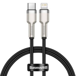 USB-C kabelis for Lightning Baseus Cafule, PD, 20W, 0,25m juodos spalvos - Image 1