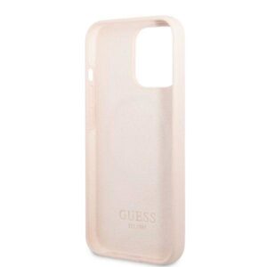 Apple iPhone 13 Pro Max Guess Dėklas silikoninis Logo Plate MagSafe (GUHMP13XSPLP) rožinės spalvos - Image 7