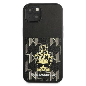 Apple iPhone 13 Karl Lagerfeld dėklas Karlimals Cardslot (KLHCP13MCANCNK) juodos spalvos - Image 3