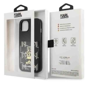 Apple iPhone 13 Karl Lagerfeld dėklas Karlimals Cardslot (KLHCP13MCANCNK) juodos spalvos - Image 8