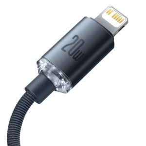 Baseus Crystal kabelis USB-C į Lightning, 20W, PD, 1.2m juodos spalvos - Image 3