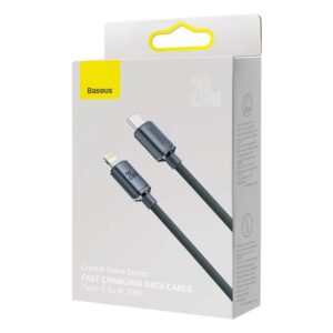 Baseus Crystal kabelis USB-C į Lightning, 20W, PD, 1.2m juodos spalvos - Image 4