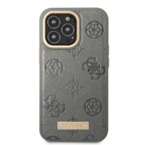 Apple iPhone 13 Pro Guess dėklas Peony Logo Plate MagSafe (GUHMP13LSAPSTG) pilkos spalvos - Image 3
