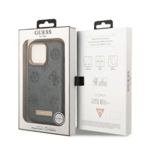 Apple iPhone 13 Pro Max Guess dėklas Peony Logo Plate MagSafe (GUHMP13XSAPSTG) pilkos spalvos - Image 8