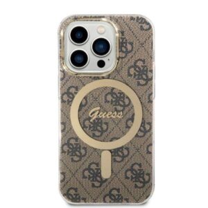 Apple iPhone 14 Pro Max Guess dėklas 4G Print MagSafe + Belaidis Įkroviklis (GUBPP14LH4EACSK) rudos spalvos - Image 3