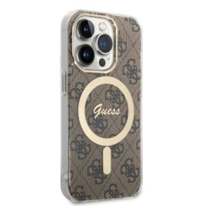 Apple iPhone 14 Pro Max Guess dėklas 4G Print MagSafe + Belaidis Įkroviklis (GUBPP14LH4EACSK) rudos spalvos - Image 4