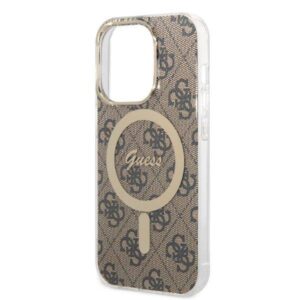 Apple iPhone 14 Pro Max Guess dėklas 4G Print MagSafe + Belaidis Įkroviklis (GUBPP14LH4EACSK) rudos spalvos - Image 6