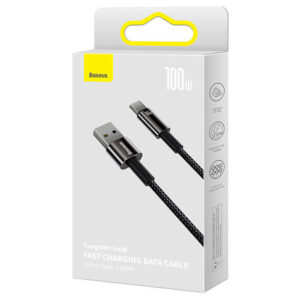 Baseus Tungsten Gold Kabelis USB to USB-C, 100W, 1m juodos spalvos - Image 8