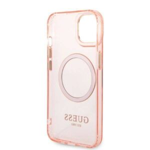 Apple iPhone 14 Plus Guess Dėklas Gold Outline Translucent MagSafe (GUHMP14MHTCMP) rožinės spalvos - Image 7
