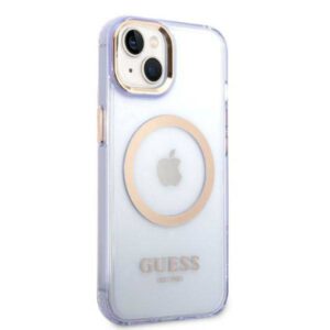 Apple iPhone 14 Guess Dėklas Gold Outline Translucent MagSafe (GUHMP14SHTCMU) violetinės spalvos - Image 4