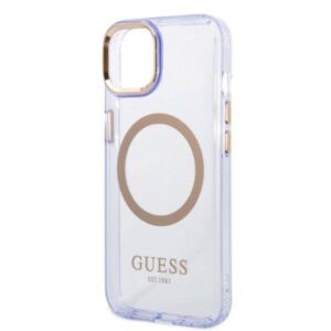 Apple iPhone 14 Guess Dėklas Gold Outline Translucent MagSafe (GUHMP14SHTCMU) violetinės spalvos - Image 6