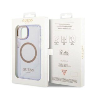 Apple iPhone 14 Guess Dėklas Gold Outline Translucent MagSafe (GUHMP14SHTCMU) violetinės spalvos - Image 8