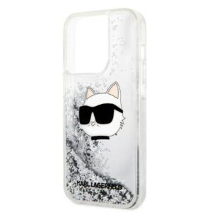 Apple iPhone 14 Pro Karl Lagerfeld dėklas Glitter Choupette Head (KLHCP14LLNCHCS) sidabrinės spalvos - Image 6