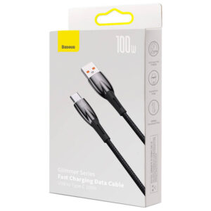 USB kabelis USB-C Baseus Glimmer Series, 100W, 1m juodos spalvos - Image 5