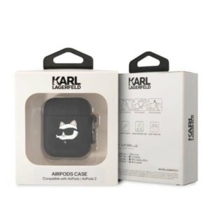 Apple AirPods Karl Lagerfeld Silicone Choupette Head 3D ausinių dėklas juodos spalvos - Image 3