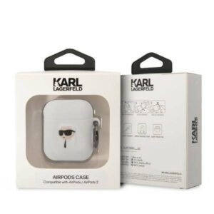 Apple AirPods Karl Lagerfeld silikoninis Karl Head 3D (KLA2RUNIKH) ausinių dėklas baltos spalvos - Image 3