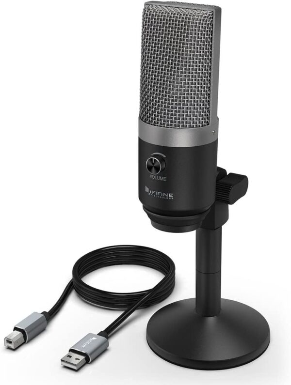 Komplektas: Kondensatorinis Mikrofonas FIFINE K670 Silver (Sidabro spalvos)