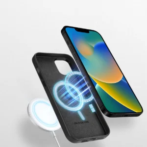 Dux Ducis Grit Leather Apple iPhone 14 Plus Elegant Faux Leather (MagSafe Compatible) dėklas telefonui juodos spalvos - Image 3