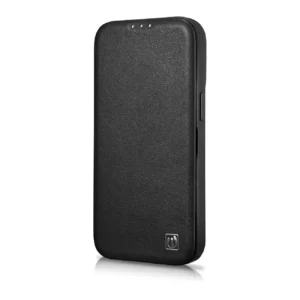 iCarer CE Premium Leather Apple iPhone 14 Plus Magnetic atverčiamas Leather MagSafe dėklas telefonui juodos spalvos (WMI14220715-BK) - Image 5
